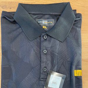 Loudmouth golf shirt, NWT, Black with pattern.